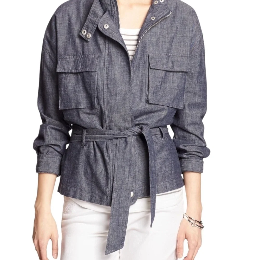 BANANA REPUBLIC - Chambray Jacket Unlined Standing Collar Size S - Picture 1 of 10